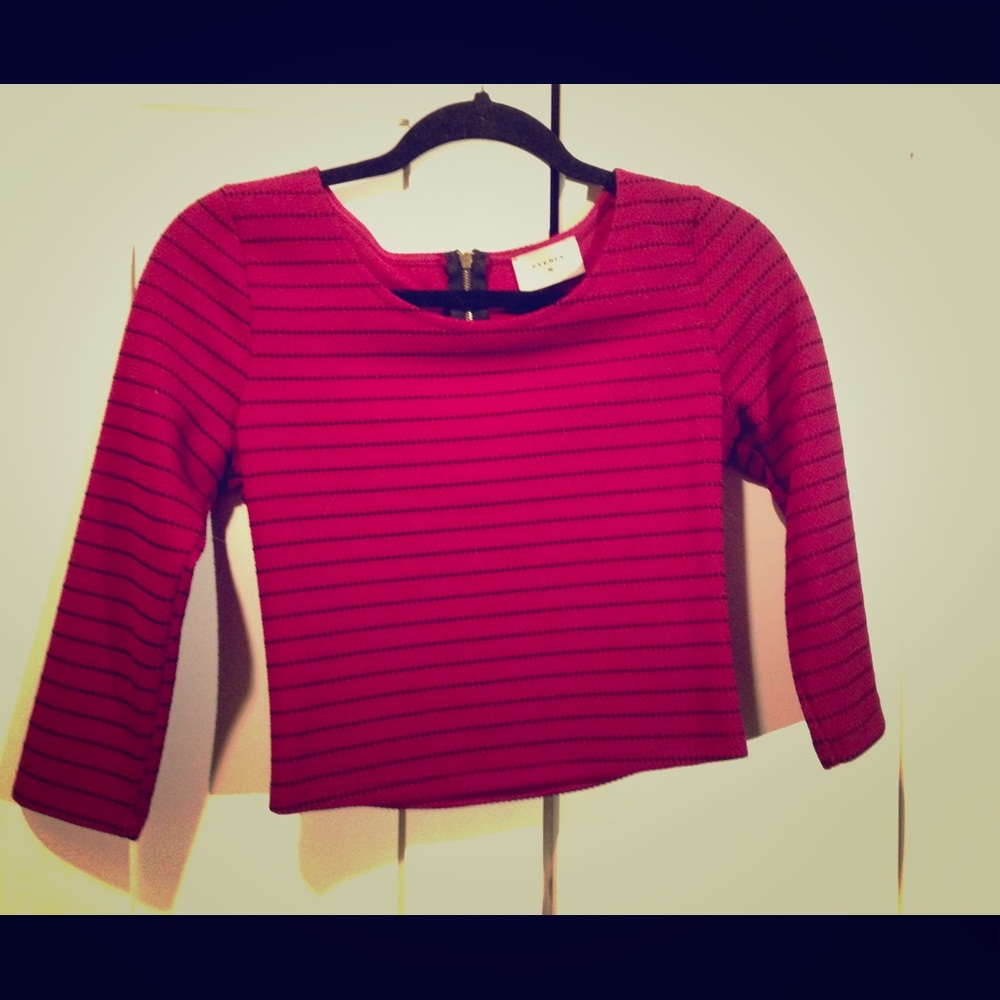 Magenta striped crop top